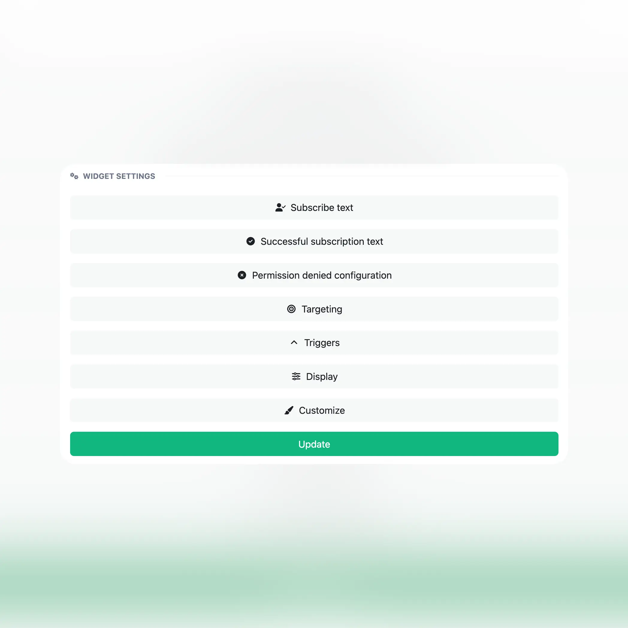 Uygulamanın web siteleri için gelişmiş ayarlar sayfasının ekran görüntüsü